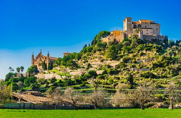 Arta, with parish church and pilgrimage church, Mallorca Spain by Alex Winter