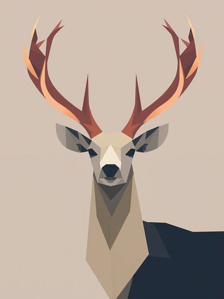 Minimalist Geometric Deer Portrait by Ini Rendybovi