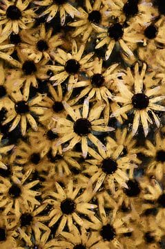 Blumen - Gelbe Sonnenhüte in Ölfarbe von Quay Art