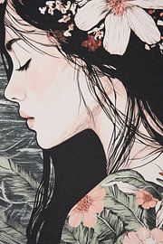 Woman with Flower and Leaves