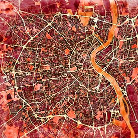 Map of Bordeaux with the style 'Amber Autumn' by Maporia