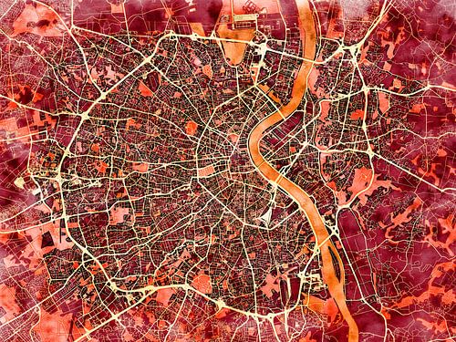 Karte von Bordeaux im stil 'Amber Autumn' von Maporia