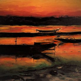 Setting sun in Thailand by Ineke de Rijk