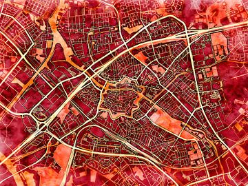Kaart van Zwolle in de stijl 'Amber Autumn' van Maporia