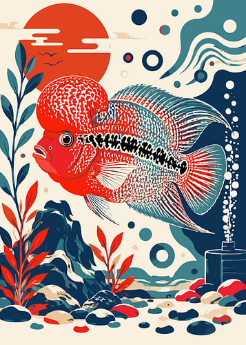 Stylized Flowerhorn Fish Illustration