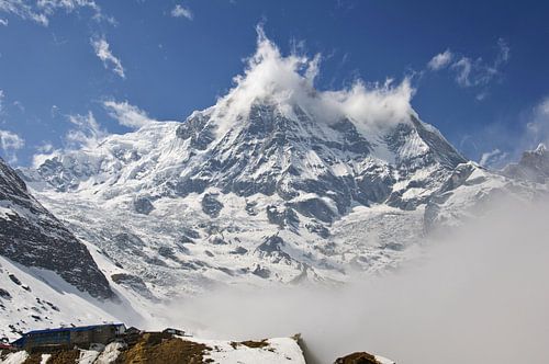 Snowy harsh summit of Annapurna South