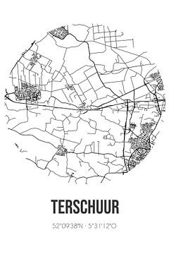 Terschuur (Gelderland) | Landkaart | Zwart-wit van MijnStadsPoster