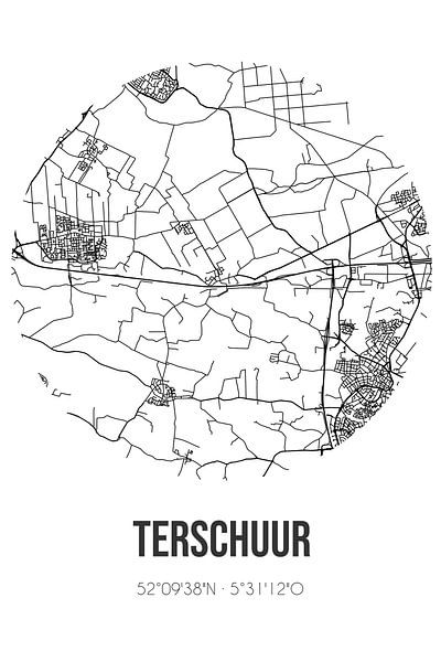 Terschuur (Gelderland) | Map | Black and white by Prints of Place