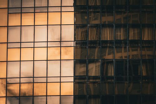 Golden windows in the Singapore skyline