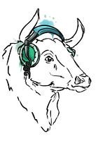 Stier mit Kopfhörer