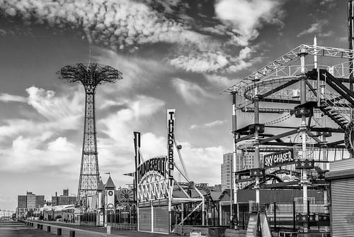 NYC Impression of Coney Island in Brooklyn - Monochrome