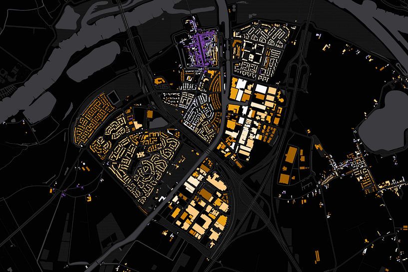 Kaart van Vianen abstract par Maps Are Art