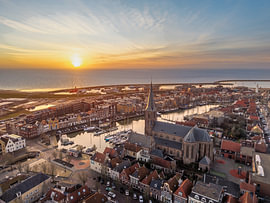 Sonnenuntergang über Harlingen und dem Wattenmeer von Thomas Röell