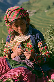 Kodachrome style: Hmong woman in colourful traditional dress