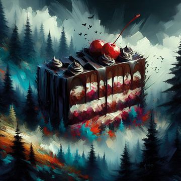 Heimatliebe: Die Schwarzwälder Kirschtorte als Kunstdruck von nir design