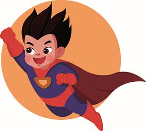 super-héros, un garçon avec une cape sur Atelier Liesjes