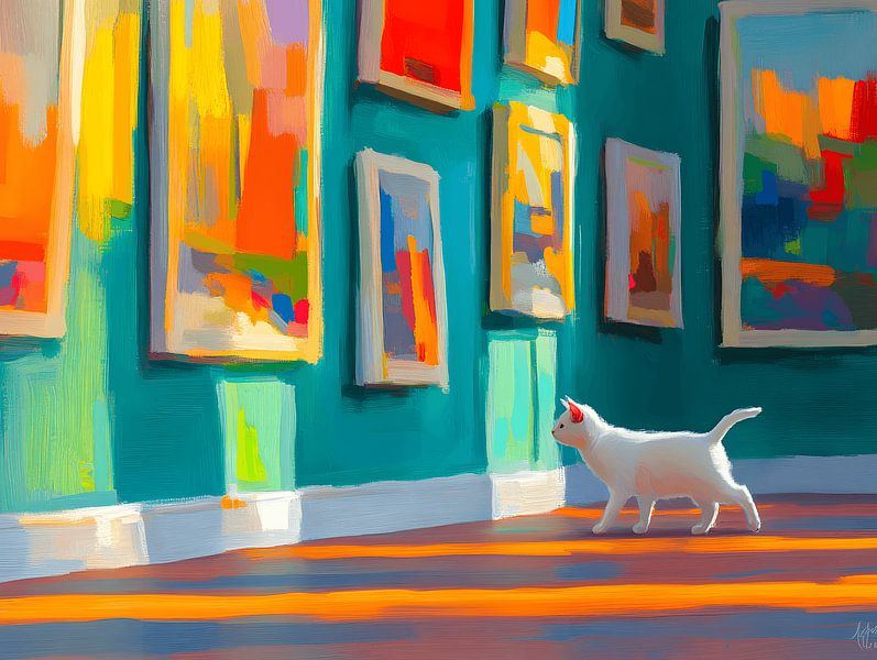 Chat curieux dans la galerie par Littlewhitecat