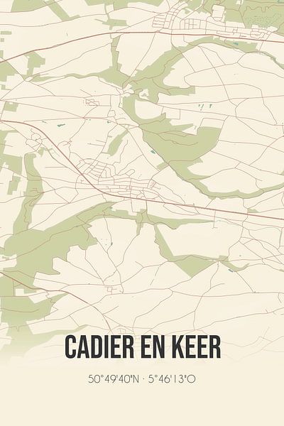 Vintage map of Cadier en Keer (Limburg) by Prints of Place