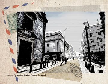 stylische Retro-Postkarte von Porto von Ariadna de Raadt-Goldberg