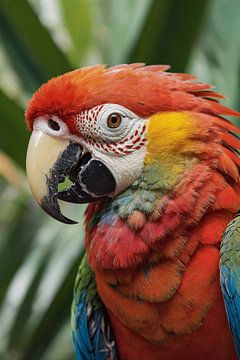 Colourful beauty of a Tropical Parrot by De Muurdecoratie