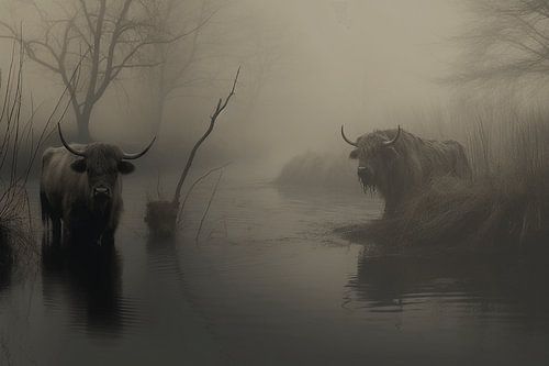 Misty Encounter: Scottish Highlanders in Broekpolder