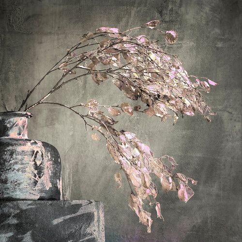 Nature morte avec une branche de bouleau 4. Art numérique. La peinture.
