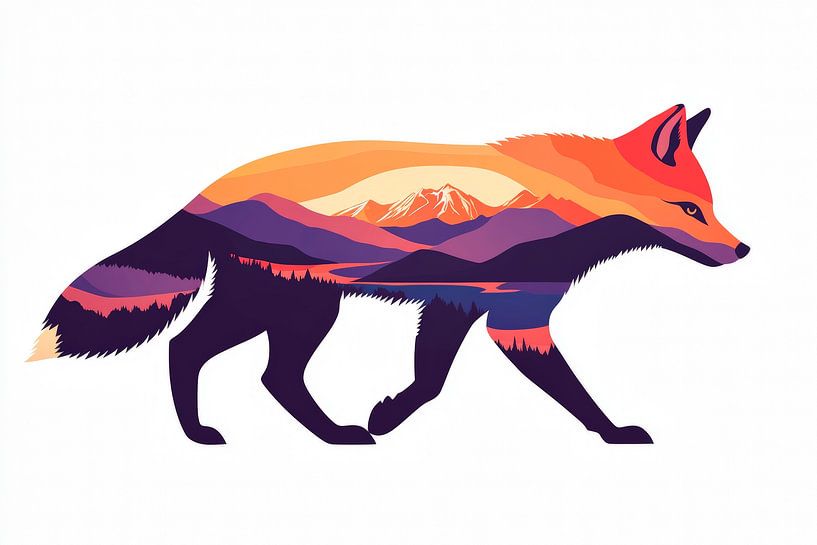 Füchse in Landschaft von Poster Art Shop