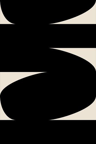 Zwarte Vormen Retro Minimalistische Kunst VIII