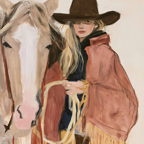 Cowgirl with Horse by M.A.Z.U.N.