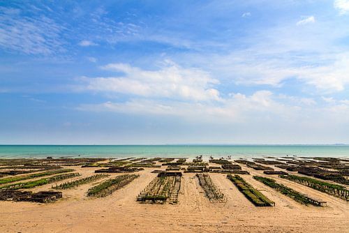 Oesterkwekerij op het strand in Cancale