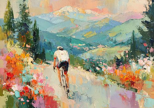 Cycliste dans un paysage montagneux alpin