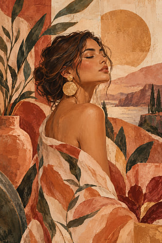 Modernes Frauenporträt im mediterranen Stil