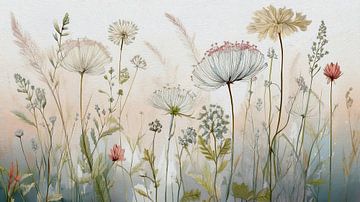 Natuurlijk bloemen en grassen schilderij van Studio Pieternel