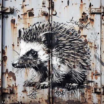 Graffiti egel zwart wit roest metaal urban gedetailleerd natuurlijk van gm_designs