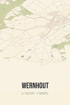 Vintage landkaart van Wernhout (Noord-Brabant) van Rezona