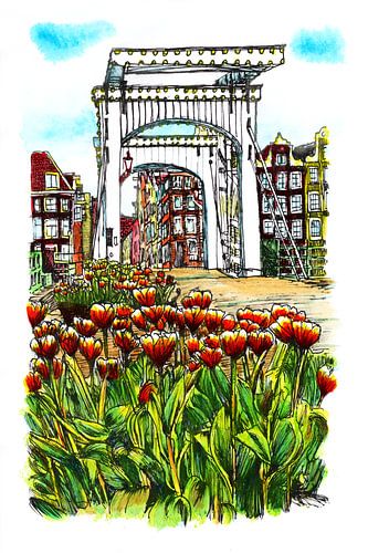 Skinny Bridge Tulpen Amsterdam von Hendrik-Jan Kornelis