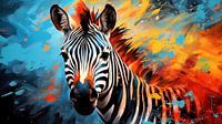 Abstracte artistieke achtergrond met een zebra, in olieverf ontwerp