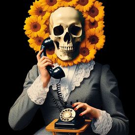 Sonnenblumen-Totenkopf-Porträt von Evelin