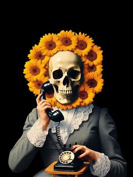 Sonnenblumen-Totenkopf-Porträt