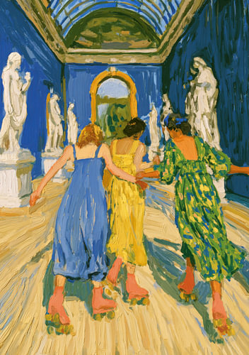Roller skating at the museum  