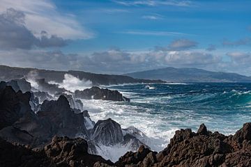 The wild (winter) coast of the island of Pico in the Azores by Lex van Doorn