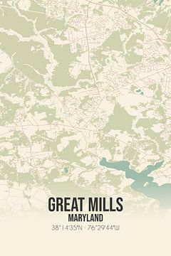 Alte Karte von Great Mills (Maryland), USA. von Rezona