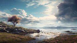 The wilderness around the mountain lake by Vlindertuin-Art