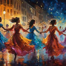 Dancing under the Stars: An Impressionist Serenade in the City by Retrotimes