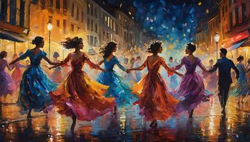 Dancing under the Stars: An Impressionist Serenade in the City by Retrotimes