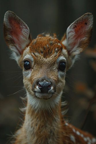Close-up portret van een jong hertje in het wild
