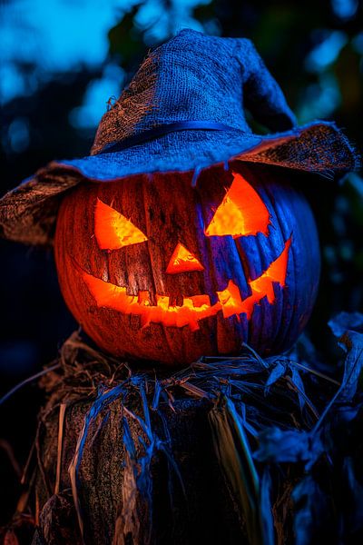 Glowing pumpkin face for Halloween by Poster Art Shop