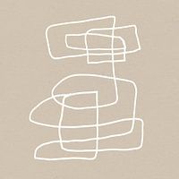 Abstrakte minimalistische Linienkunst in Weiß auf Beige.