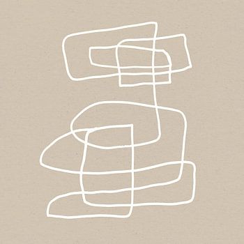 Abstract minimalist line art in white on beige.