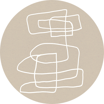 Abstracte minimalistische lijntekening in wit op beige. van Dina Dankers